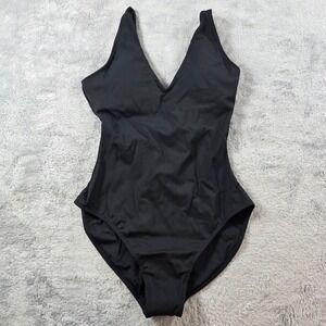 TA3 Women XS Short Black Plungey One Piece Swimsuit Sculpting Lace Up Back
